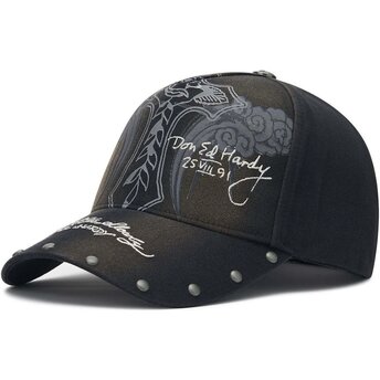 Cepur izliekta melns regulējams Storming Rose Washed no Ed Hardy