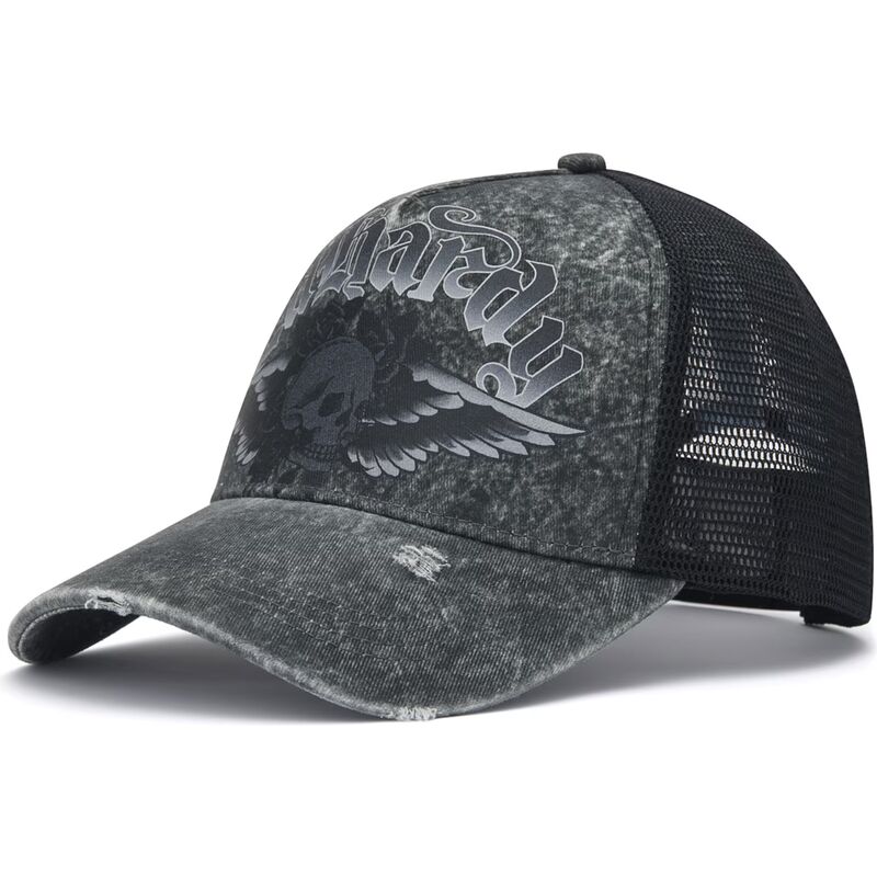 cepur-izliekta-truckeris-peleks-snapback-flaming-gothic-skull-washed-no-ed-hardy