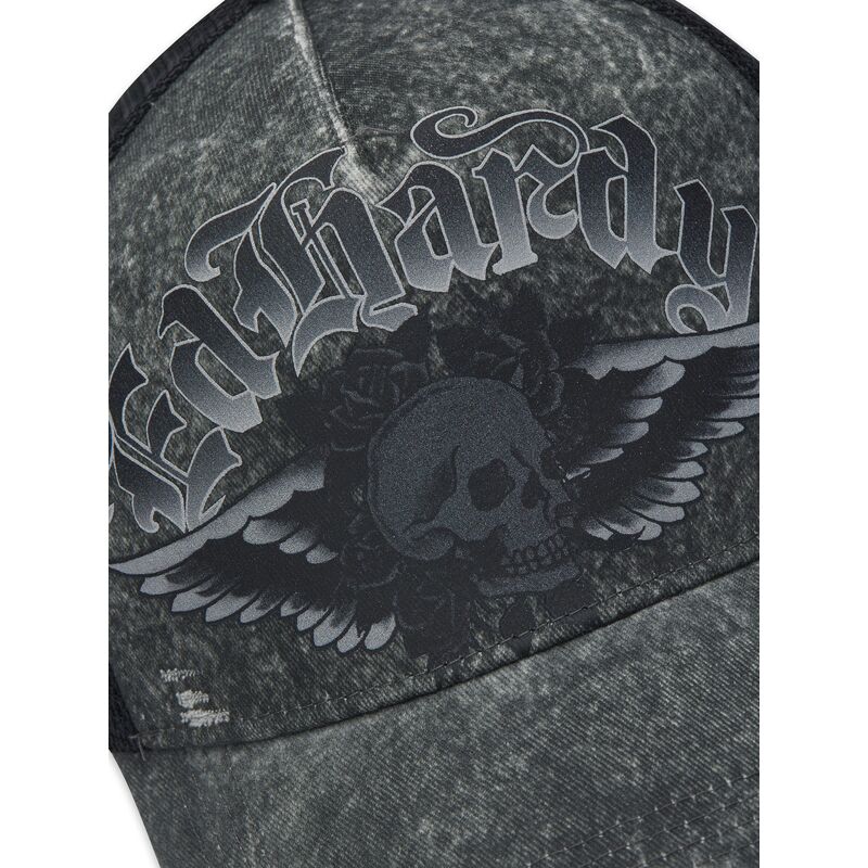 cepur-izliekta-truckeris-peleks-snapback-flaming-gothic-skull-washed-no-ed-hardy