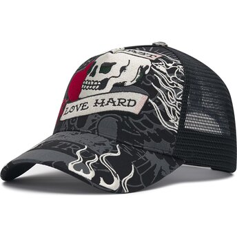 Cepur izliekta truckeris melns snapback Live Fast Love Hard no Ed Hardy
