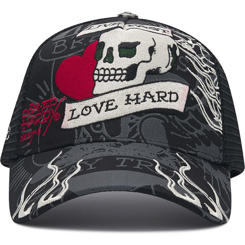 cepur-izliekta-truckeris-melns-snapback-live-fast-love-hard-no-ed-hardy