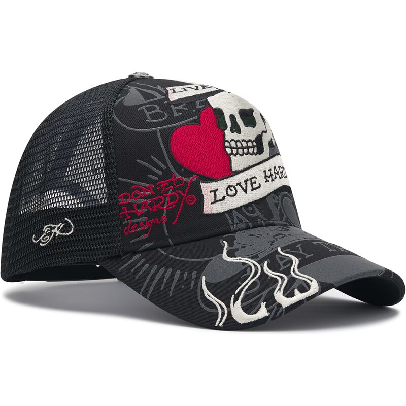 cepur-izliekta-truckeris-melns-snapback-live-fast-love-hard-no-ed-hardy