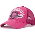 cepur-izliekta-truckeris-roza-snapback-flaming-gothic-skull-washed-no-ed-hardy