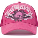 cepur-izliekta-truckeris-roza-snapback-flaming-gothic-skull-washed-no-ed-hardy