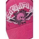 cepur-izliekta-truckeris-roza-snapback-flaming-gothic-skull-washed-no-ed-hardy