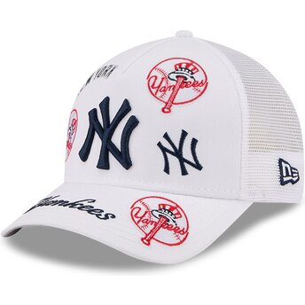 Cepur izliekta truckeris balts snapback 9FORTY M-Crown A Frame All Over no New York Yankees MLB no New Era