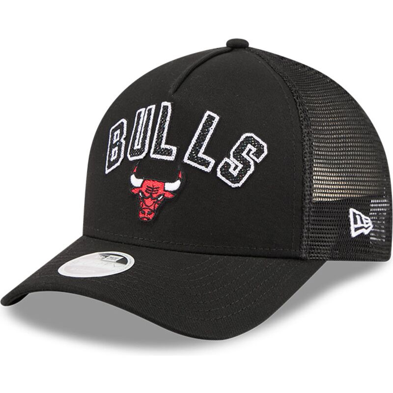 cepur-izliekta-truckeris-melns-snapback-9forty-m-crown-a-frame-pomp-no-chicago-bulls-nba-no-new-era
