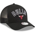 cepur-izliekta-truckeris-melns-snapback-9forty-m-crown-a-frame-pomp-no-chicago-bulls-nba-no-new-era