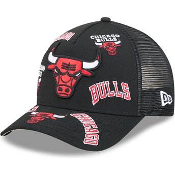 Cepur izliekta truckeris melns snapback 9FORTY M-Crown A Frame All Over no Chicago Bulls NBA no New Era