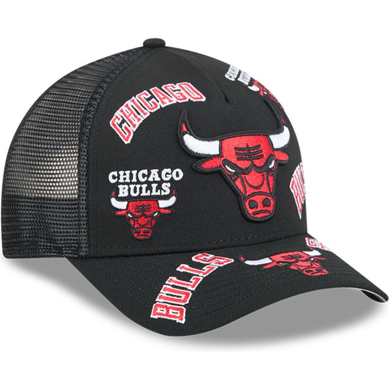 cepur-izliekta-truckeris-melns-snapback-9forty-m-crown-a-frame-all-over-no-chicago-bulls-nba-no-new-era