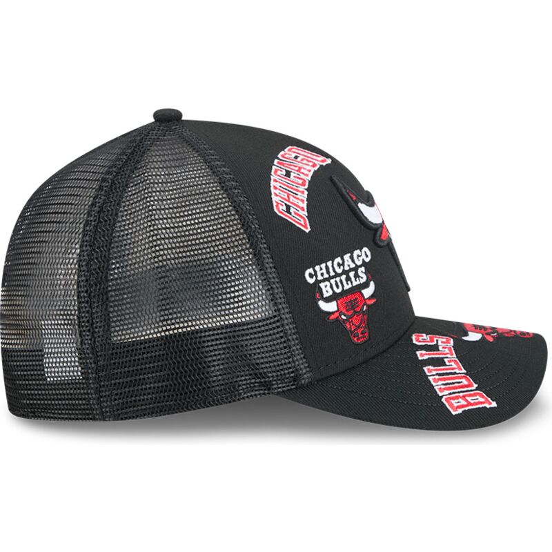 cepur-izliekta-truckeris-melns-snapback-9forty-m-crown-a-frame-all-over-no-chicago-bulls-nba-no-new-era