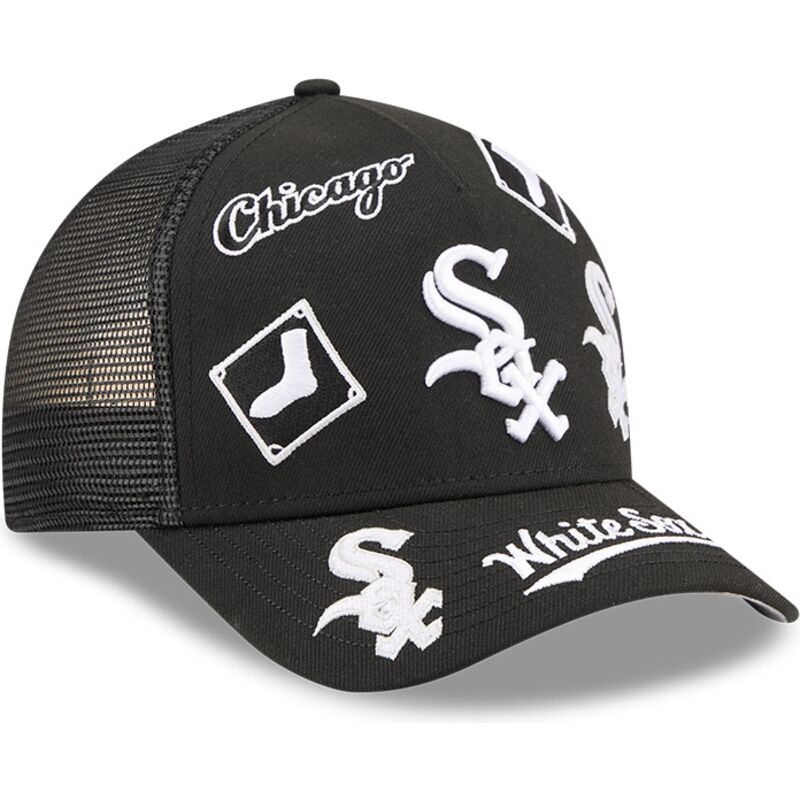 cepur-izliekta-truckeris-melns-snapback-9forty-m-crown-a-frame-all-over-no-chicago-white-sox-mlb-no-new-era