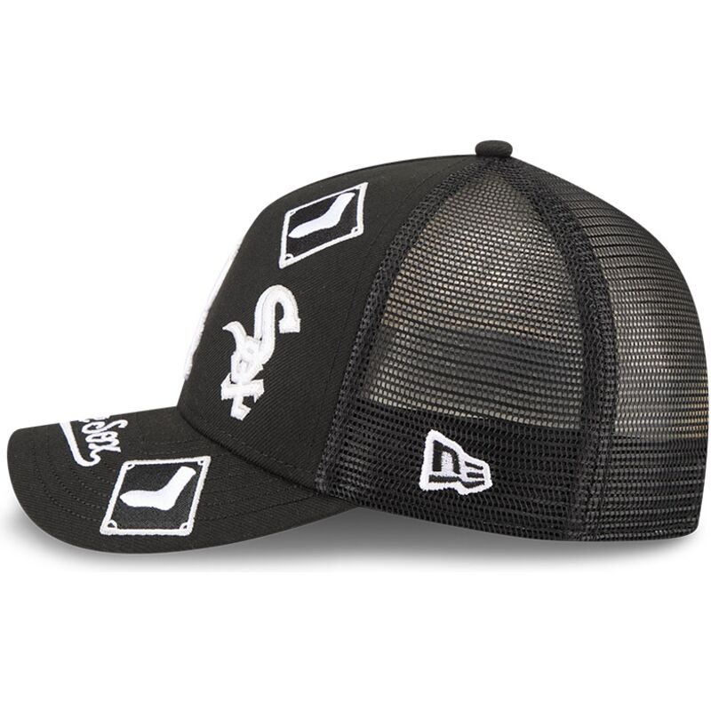 cepur-izliekta-truckeris-melns-snapback-9forty-m-crown-a-frame-all-over-no-chicago-white-sox-mlb-no-new-era