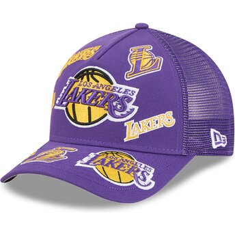 Cepur izliekta truckeris violets snapback 9FORTY M-Crown A Frame All Over no Los Angeles Lakers NBA no New Era