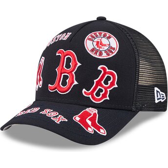 Cepur izliekta truckeris tumši zils snapback 9FORTY M-Crown A Frame All Over no Boston Red Sox MLB no New Era