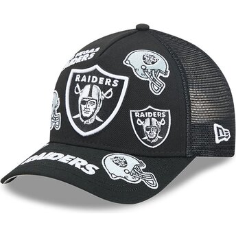 Cepur izliekta truckeris melns snapback 9FORTY M-Crown A Frame All Over no Las Vegas Raiders NFL no New Era