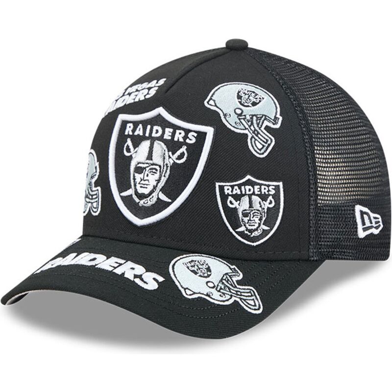 cepur-izliekta-truckeris-melns-snapback-9forty-m-crown-a-frame-all-over-no-las-vegas-raiders-nfl-no-new-era