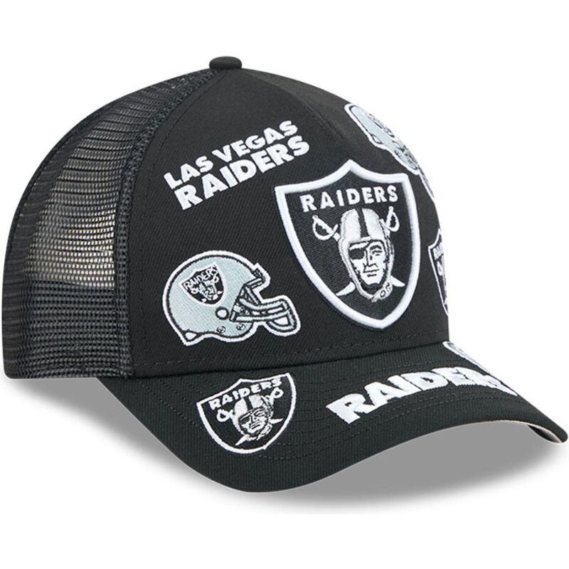 cepur-izliekta-truckeris-melns-snapback-9forty-m-crown-a-frame-all-over-no-las-vegas-raiders-nfl-no-new-era