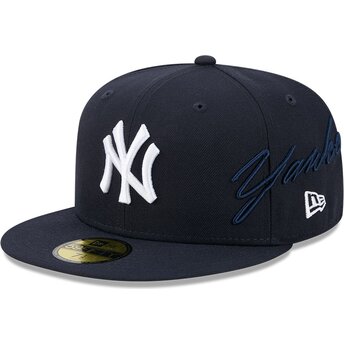 Cepur plakana tumši zils piegulošs 59FIFTY Side Script no New York Yankees MLB no New Era