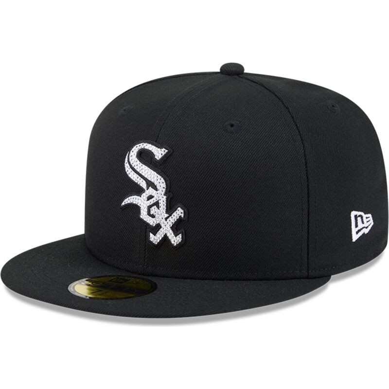 cepur-plakana-melns-pieguloss-59fifty-rhinestone-badge-no-chicago-white-sox-mlb-no-new-era