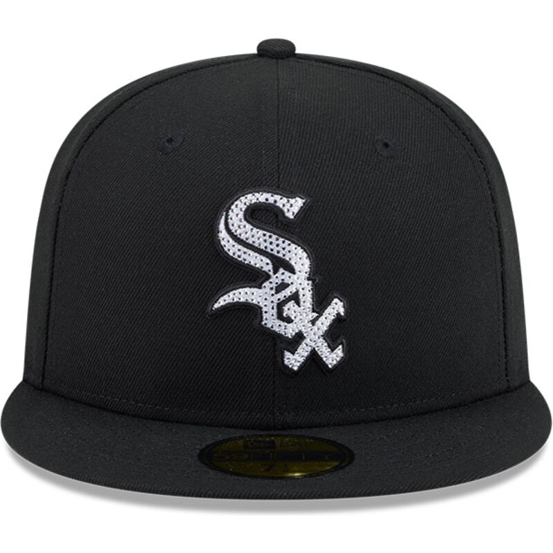 cepur-plakana-melns-pieguloss-59fifty-rhinestone-badge-no-chicago-white-sox-mlb-no-new-era