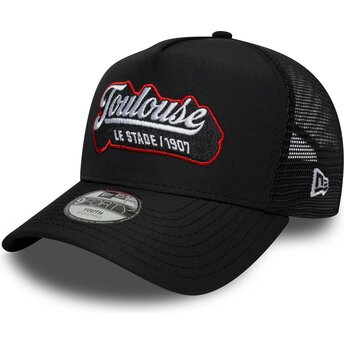 Cepur izliekta truckeris melns snapback bērniem E Frame Patch no Stade Toulousain no New Era