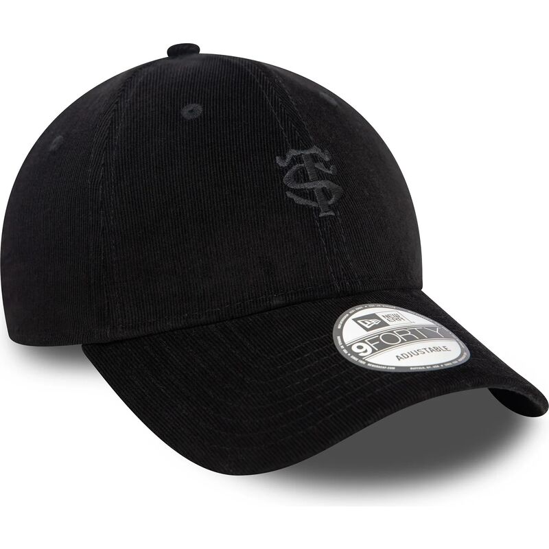 cepur-izliekta-melns-regulejams-9forty-baby-cord-no-stade-toulousain-top-14-no-new-era