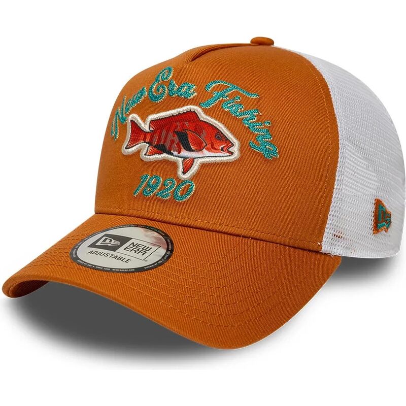 cepur-izliekta-truckeris-oranzs-snapback-a-frame-fishing-no-new-era