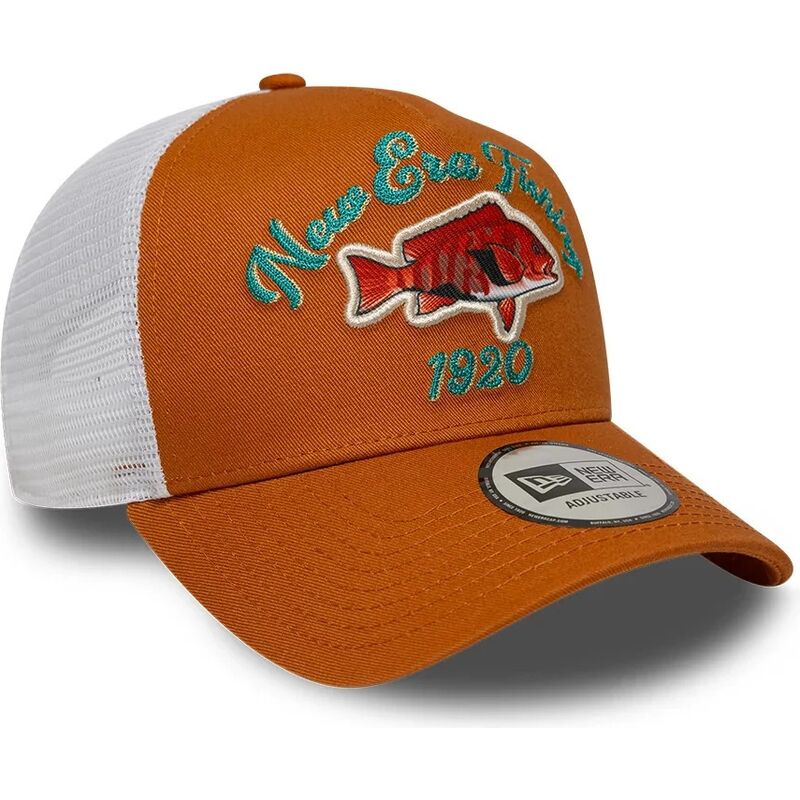 cepur-izliekta-truckeris-oranzs-snapback-a-frame-fishing-no-new-era