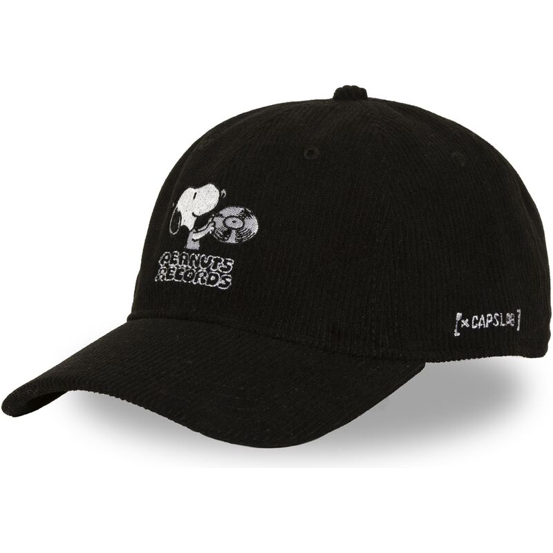 cepur-izliekta-melns-regulejams-pea8-rec-records-snoopy-zemesrieksti-no-capslab