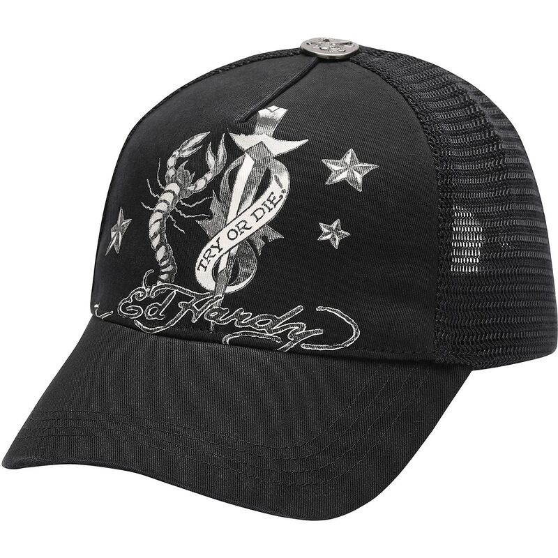 cepur-izliekta-truckeris-melns-snapback-dagger-scorpion-no-ed-hardy