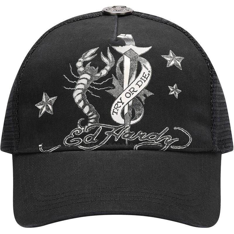cepur-izliekta-truckeris-melns-snapback-dagger-scorpion-no-ed-hardy