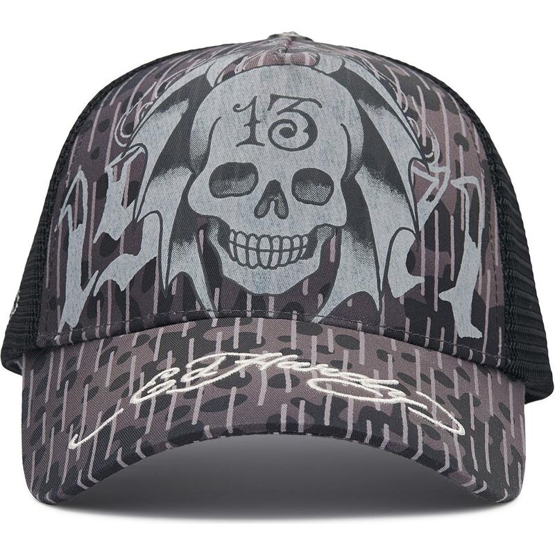 cepur-izliekta-truckeris-melns-snapback-13-skull-no-ed-hardy