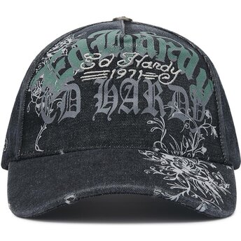 Cepur izliekta melns regulējams Distressed Floral Gothic no Ed Hardy