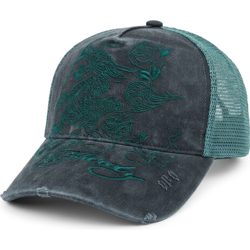 cepur-izliekta-truckeris-melns-snapback-outline-distressed-no-ed-hardy