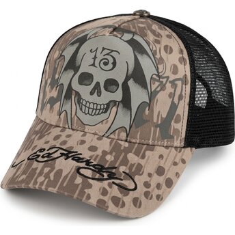 Cepur izliekta truckeris pelēks snapback 13 Skull no Ed Hardy