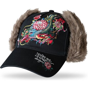 Cepur izliekta melns piegulošs Crawling Trapper no Ed Hardy
