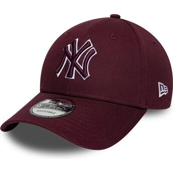Cepur izliekta sarkans regulējams 9FORTY Team Outline no New York Yankees MLB no New Era