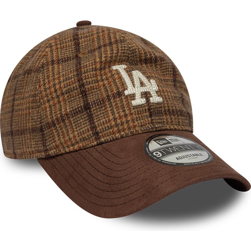 cepur-izliekta-bruns-regulejams-9twenty-mix-check-no-los-angeles-dodgers-mlb-no-new-era
