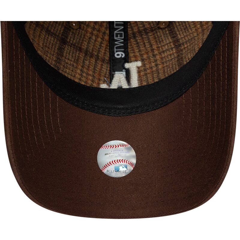 cepur-izliekta-bruns-regulejams-9twenty-mix-check-no-los-angeles-dodgers-mlb-no-new-era