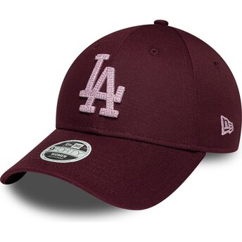 Cepur izliekta sarkans regulējams rosa 9FORTY Metallic no Los Angeles Dodgers MLB no New Era