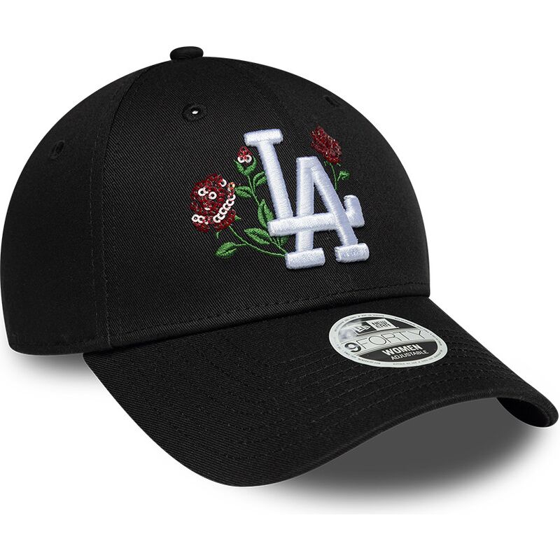 cepur-izliekta-melns-snapback-9forty-rose-sequin-no-los-angeles-dodgers-mlb-no-new-era