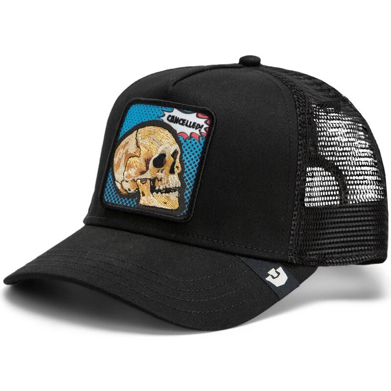cepur-izliekta-truckeris-melns-snapback-cancelled-skull-pop-art-strikes-back-the-farm-goorin-bros cepur-izliekta-truckeris-melns-snapback-cancelled-skull-pop-art-strikes-back-the-farm-goorin-bros