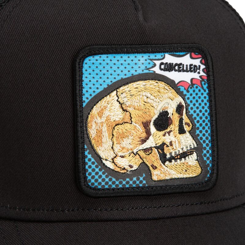 cepur-izliekta-truckeris-melns-snapback-cancelled-skull-pop-art-strikes-back-the-farm-goorin-bros cepur-izliekta-truckeris-melns-snapback-cancelled-skull-pop-art-strikes-back-the-farm-goorin-bros