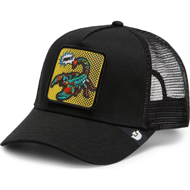 cepur-izliekta-truckeris-melns-snapback-deadly-scorpion-pop-art-strikes-back-the-farm-goorin-bros