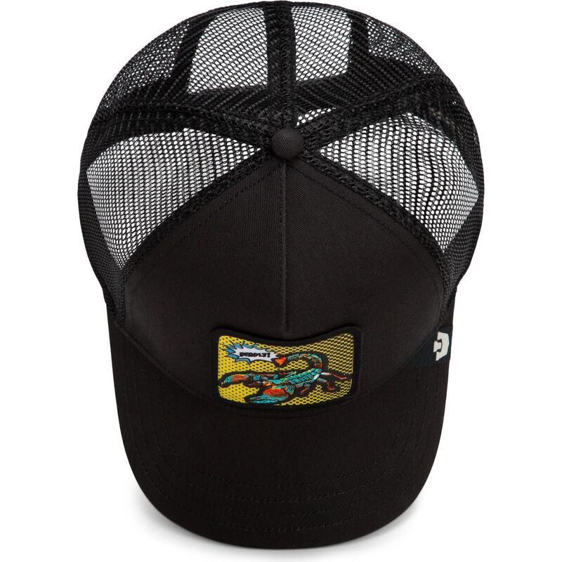 cepur-izliekta-truckeris-melns-snapback-deadly-scorpion-pop-art-strikes-back-the-farm-goorin-bros