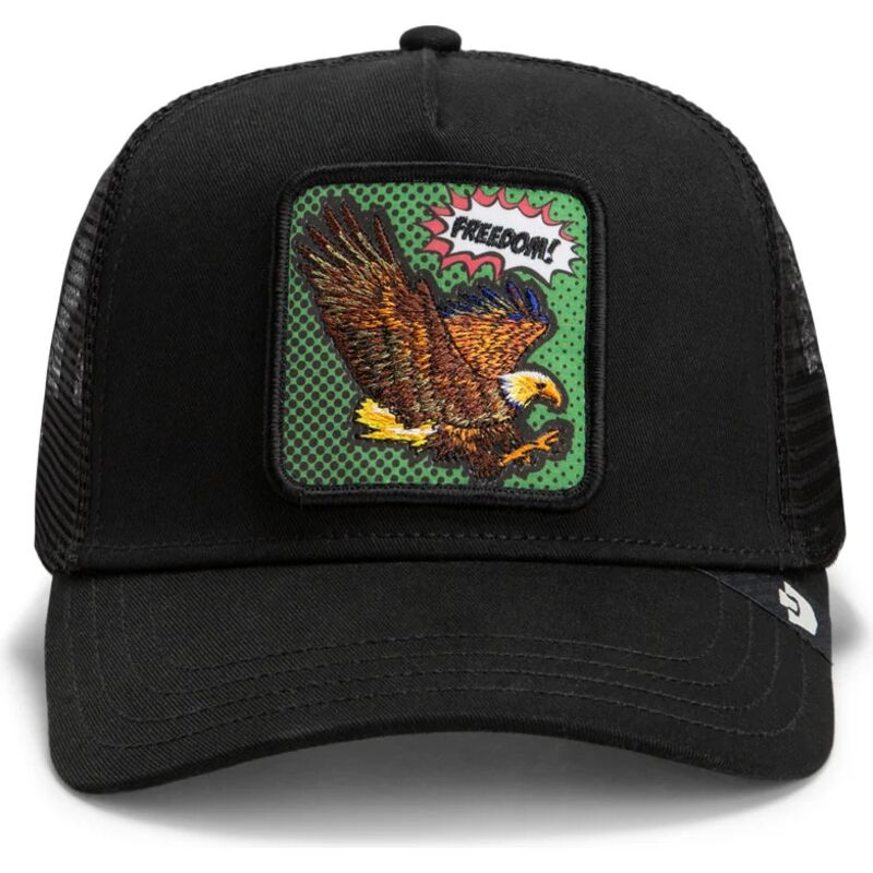 cepur-izliekta-truckeris-melns-snapback-freedom-eagle-pop-art-strikes-back-the-farm-goorin-bros