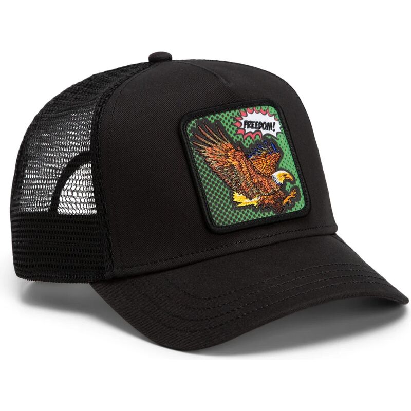 cepur-izliekta-truckeris-melns-snapback-freedom-eagle-pop-art-strikes-back-the-farm-goorin-bros