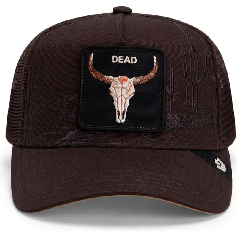 cepur-izliekta-truckeris-bruns-snapback-skull-badlands-dead-the-farm-goorin-bros