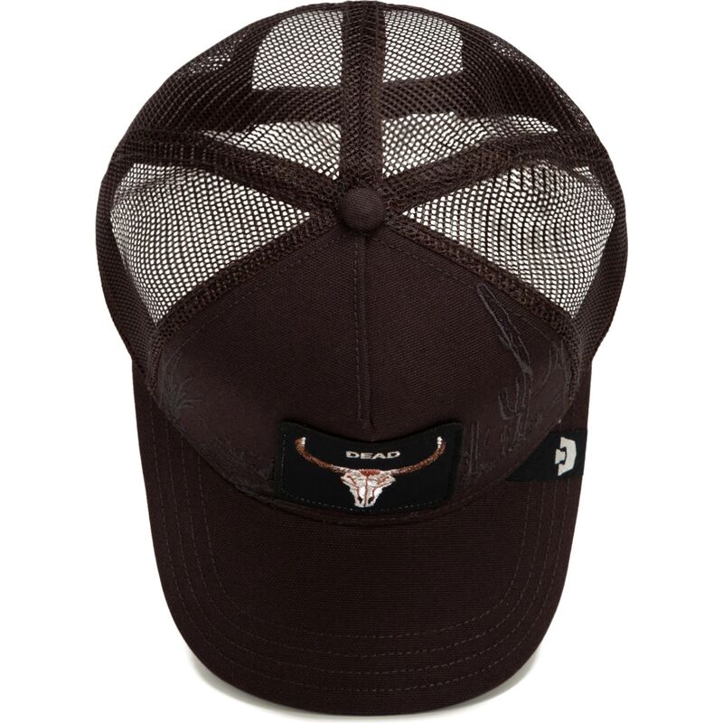 cepur-izliekta-truckeris-bruns-snapback-skull-badlands-dead-the-farm-goorin-bros